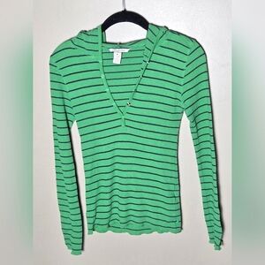 Vintage Y2K Aeropostale Hooded Waffle Knit Henley Soft Grunge Alt Girl, Medium